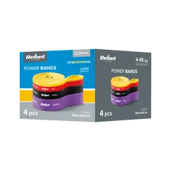 Zestaw gum do ćwiczeń lateksowy - Power Band PLs-2 4-45 kg, 4 gumy lateksowe REBEL ACTIVE