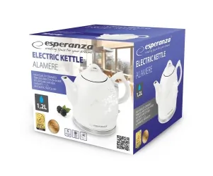 Elektryczny czajnik ceramiczny Esperanza CERAMIC ALAMERE 1,2L nadruk biały
