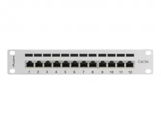 Patch panel 12x port LANBERG do szafy RACK 10&quot; 1U KAT5e szary