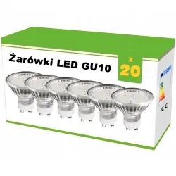 Zestaw 20x żarówek LED GU10 1,2W AC230V, 100lm,WW,blister