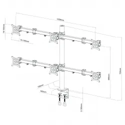 Uchwyt biurkowy gazowy do sześciu monitorów LED/LCD 13-20" L-06 ART seria PREM