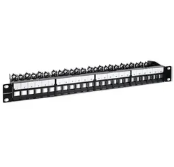 Stalowy patch panel do szaf RACK 19" 24 porty 1U UTP - czarny