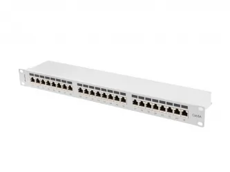 Patch panel 24x port 1U LANBERG do szafy RACK 19&quot; KAT.6A ekranowany szary
