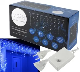 Kurtyna świetlna ozdobna zewnętrzna LTC Moon In The Room sople 250 LED 5m niebieskie