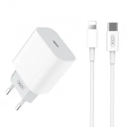 Ładowarka sieciowa do iPhone XO L77 PD 20W 1xUSB-C biała + kabel USB-C/Lightning