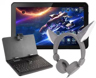 Tablet edukacyjny dla dzieci + słuchawki + klawiatura
