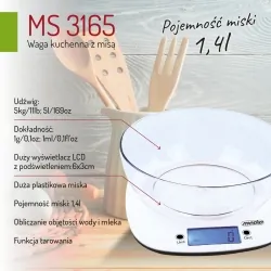 Elektroniczna waga kuchenna z misą Mesko MS 3165 5kg