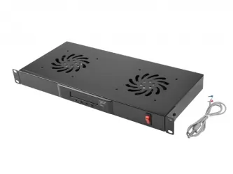 Panel wentylacyjny LCD poziomy LANBERG 1U z termostatem do szafy RACK 19&quot; 2 wentylatory 230V czarny