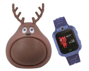 Zestaw dla dzieci zegarek smartwatch Maxlife Kids Watch MXKW-300 niebieski + głośnik bluetooth Forever Frosty ABS-100