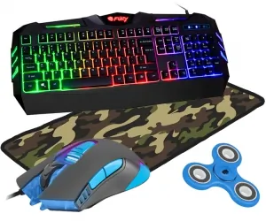 Klawiatura gamingowa podświetlana dla graczy FURY SPITFIRE + podświetlana mysz + duża mata