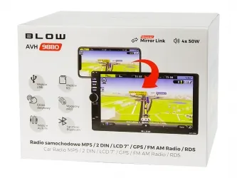 Radio BLOW AVH-9880 2DIN 7&quot; BT GPS USB MP3 Mirror Link + PILOT + kamera cofania