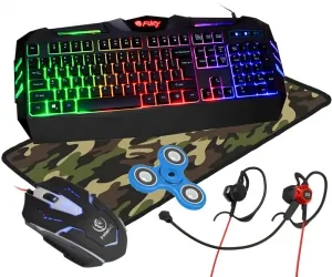 Klawiatura gamingowa podświetlana dla graczy FURY SPITFIRE + mysz + słuchawki + mata + spiner