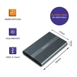 Obudowa kieszeń na dysk M.2 SSD SATA NVME DUAL Qoltec USB-C   etui