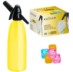 Saturator syfon do wody QUICK SODA żółty 1L + 25 naboi + 5 kostek lodu