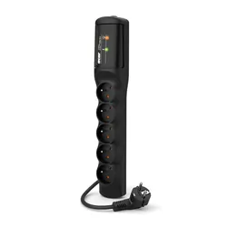 Listwa przedłużacz przeciwprzepięciowy ACAR XProtector easy 1,5m 5 gniazd 10A czarna