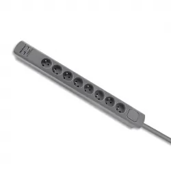 Listwa antyprzepięciowa Qoltec 2xUSB 8 gniazd z uziemieniem 1.8m szara