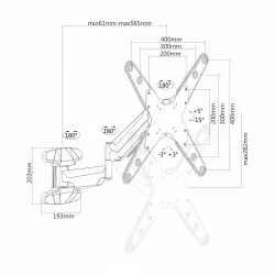 Uchwyt gazowy do telewizora TV LED/LCD 23-55