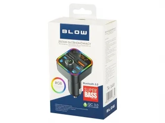 Podświetlany transmiter FM z zestawem głośnomówiącym BLOW Bluetooth 5.0 +QC3.0 RGB
