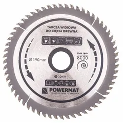 Tarcza widiowa do drewna 190x30 60 zębów Powermat TDD-190x30x60Z