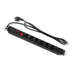 Listwa zasilająca antyprzepięciowa CB RACK PDU Qoltec do szafy RACK 19&quot; 1U 16A 2m 6xSCHUKO