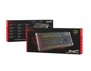 Podświetlana klawiatura dla graczy GENESIS RHOD 400 RGB ALU do gier + mysz + słuchawki + podświetlana mata