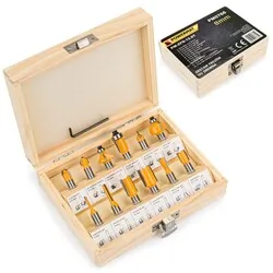 Frezy kształtowe do drewna 8mm 12 elementów Powermat PM-ZFD-12.8T