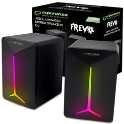 Gamingowe głośniki komputerowe 2.0 Esperanza FREVO USB LED RAINBOW