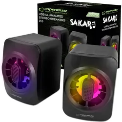 Gamingowe głośniki komputerowe 2.0 Esperanza SAKARA USB LED RAINBOW