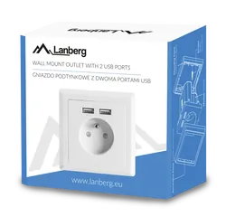 Gniazdo podtynkowe 230V pojedyncze + 2x USB 2.1A FRENCH LANBERG