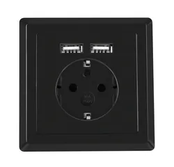 Gniazdo podtynkowe 230V pojedyncze + 2x USB 2.1A SCHUKO LANBERG czarne