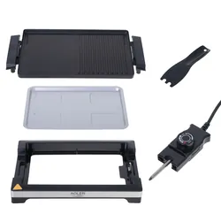 Grill elektryczny stołowy  Adler AD 6614 z regulacja temperatury 3000W karbowana płyta