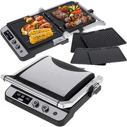 Grill elektryczny z regulacją temperatury LED Adler AD 3059 dwa rodzaje płyt