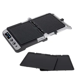 Grill elektryczny z regulacją temperatury LED Adler AD 3059 dwa rodzaje płyt