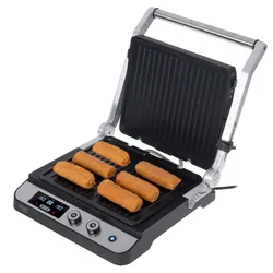 Grill elektryczny z regulacją temperatury LED Adler AD 3059 dwa rodzaje płyt