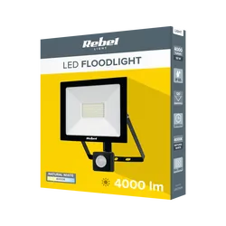 Halogen reflektor lampa LED naświetlacz Rebel 50W SMD 4000K z sensorem ruchu i zmierzchu