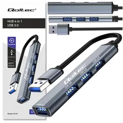 Hub adapter rozdzielacz USB 3.0 Qoltec na 4x USB 3.0