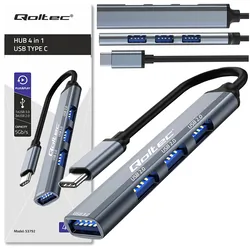 Hub adapter rozdzielacz USB-C 3.1 Qoltec na USB 3.0   3x USB 2.0