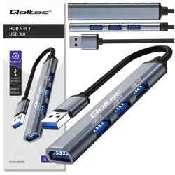 Hub adapter rozdzielacz USB Qoltec na 3x USB 2.0   USB 3.0