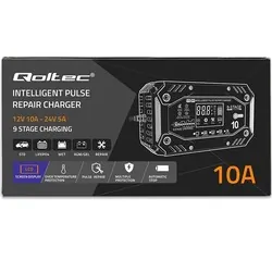 Inteligentna 9-stopniowa ładowarka do akumulatorów STD AGM GEL LiFePO4 prostownik Qoltec z funkcją naprawy 12-24V 10A