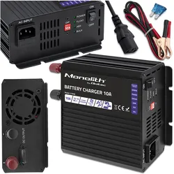 Inteligentna ładowarka do akumulatorów LiFePO4 AGM GEL SLA Qoltec Monolith 10A 12V