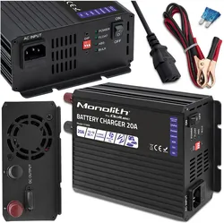 Inteligentna ładowarka do akumulatorów LiFePO4 AGM GEL SLA Qoltec Monolith 20A 12V