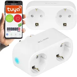 Inteligentne podwójne gniazdko rozgałęziacz 2x 230V sterowane WiFi TUYA białe
