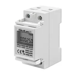Jednofazowy elektroniczny licznik miernik zużycia energii na szynę DIN Qoltec 230V LCD 2P