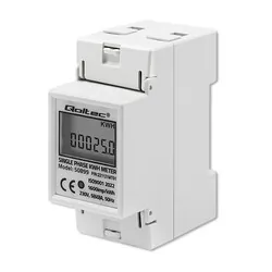 Jednofazowy elektroniczny licznik miernik zużycia energii na szynę DIN Qoltec 230V LCD 2P