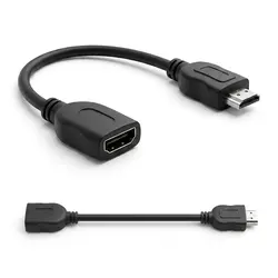 Kabel adapter przejściówka przedłużacz HDMI żeński męski 10 cm czarny