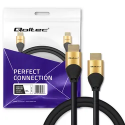 Kabel HDMI v2.1 Qoltec Ultra high speed 8K 60Hz 26AWG GOLD Ethernet 2m