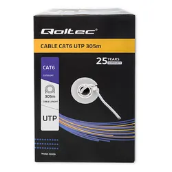 Kabel sieciowy LAN UTP Ethernet skrętka CAT6 305m Qoltec DRUT CCA - szary