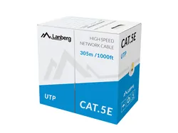 Kabel sieciowy LAN UTP ethernet skrętka RJ45 305m KAT-5E DRUT CCA żółty Lanberg