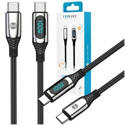 Kabel USB-C/USB-C 100W Forever LCD 1m czarny