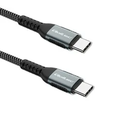 Kabel USB-C/USB-C 100W QC 3.0 PD Qoltec 1m oplot - czarny